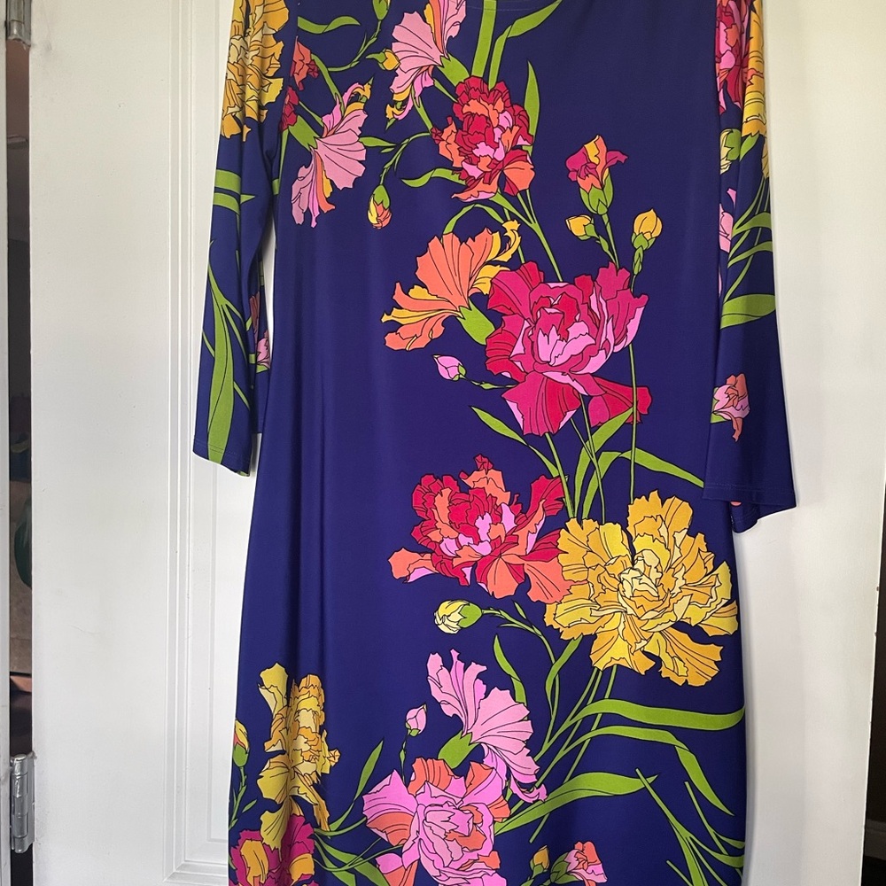 Ronni Nicole Blue Floral Long Sleeve Dress